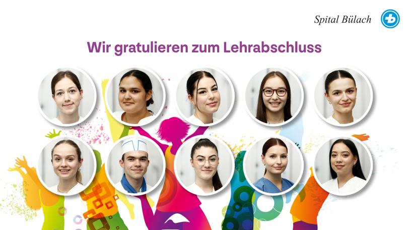 Zehn Lernende haben ihre Lehre 2023 am Spital Bülach erfolgreich abgeschlossen