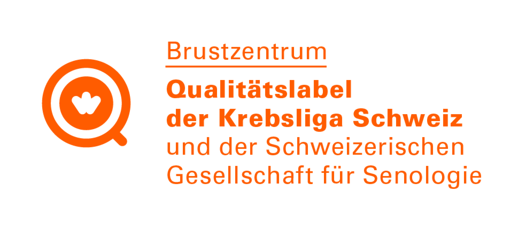 Rotoranges Logo: Brustzentrum, Qualitätslabel der Krebsliga Schweiz und der Schweizerischen Gesellschaft für Senologie